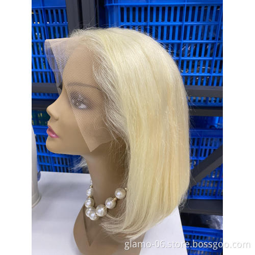 613 Blonde Wigs Short Bob Lace Front Wigs Human Hair For Black Women Silky Straight 13x4 Lace Wigs Pre-plucked Hairline Full End